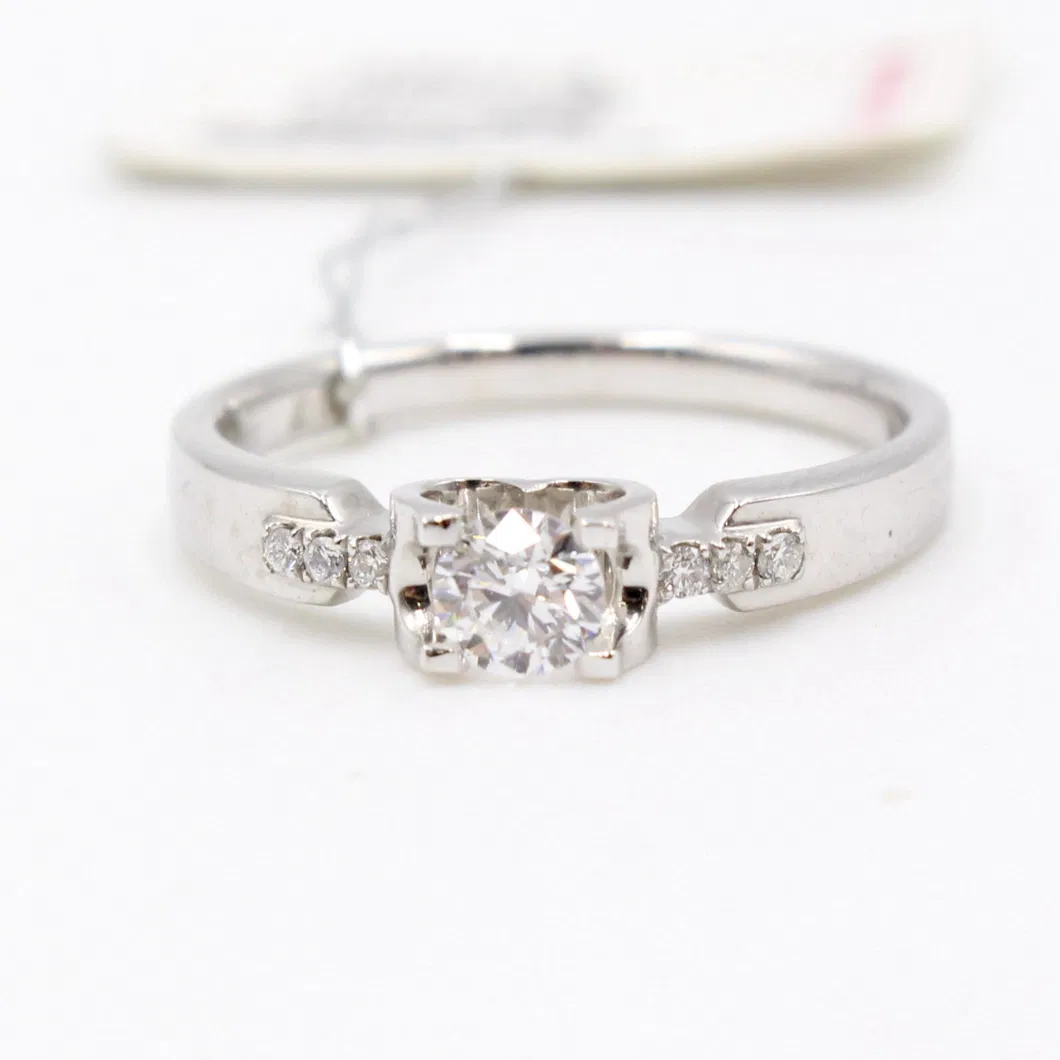 14K/18K White Gold Round Cut Moissanite Ring for Girls Hearts & Arrows Cutting Def Colour Vvs Moissante Wedding Ring