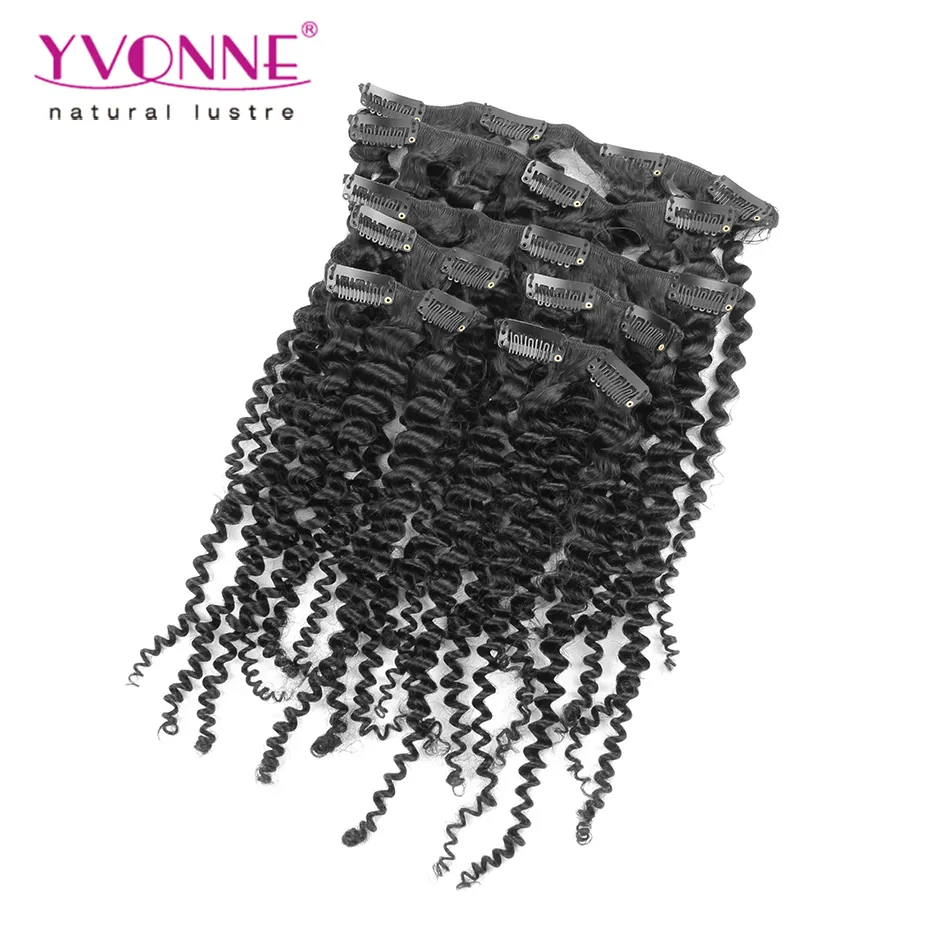 18 Clip Brazilian Kinky Curly Clip in Human Hair Extensions Virgin Hair Natural Color 120g/Set