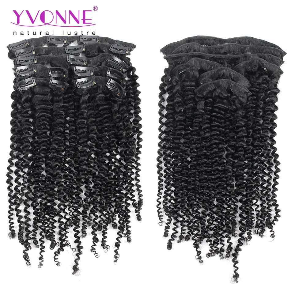 18 Clip Brazilian Kinky Curly Clip in Human Hair Extensions Virgin Hair Natural Color 120g/Set
