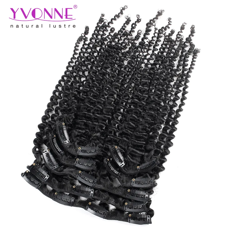 18 Clip Brazilian Kinky Curly Clip in Human Hair Extensions Virgin Hair Natural Color 120g/Set