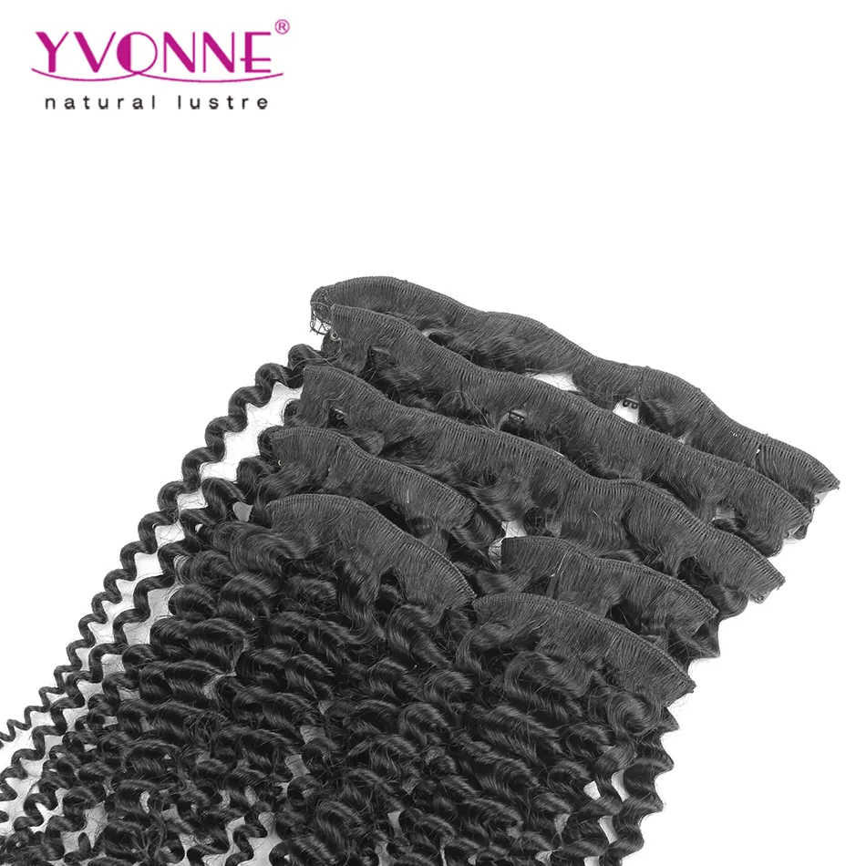 18 Clip Brazilian Kinky Curly Clip in Human Hair Extensions Virgin Hair Natural Color 120g/Set