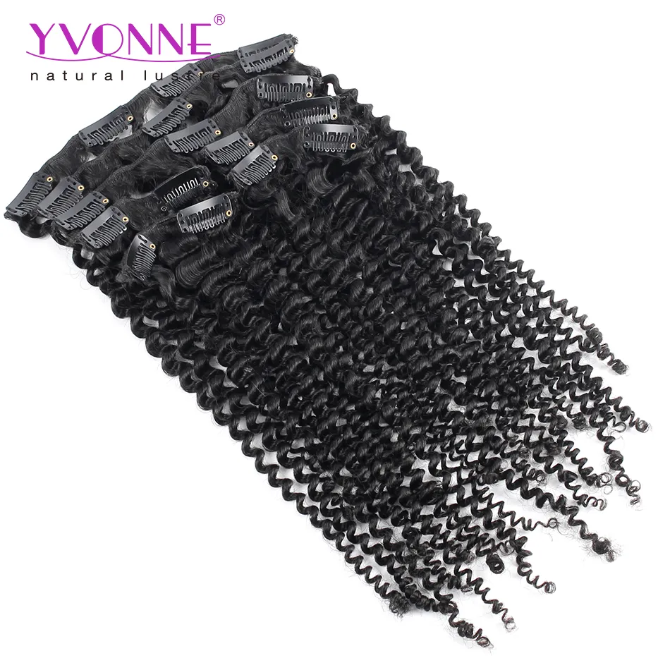 18 Clip Brazilian Kinky Curly Clip in Human Hair Extensions Virgin Hair Natural Color 120g/Set