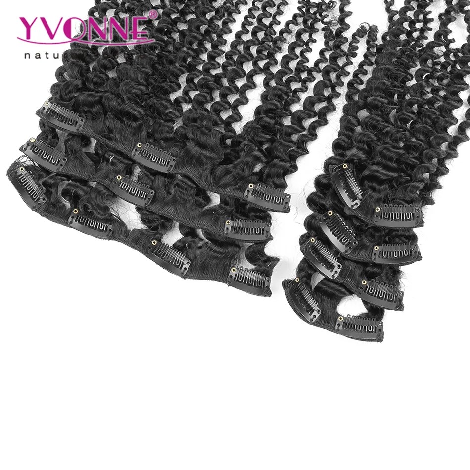 18 Clip Brazilian Kinky Curly Clip in Human Hair Extensions Virgin Hair Natural Color 120g/Set