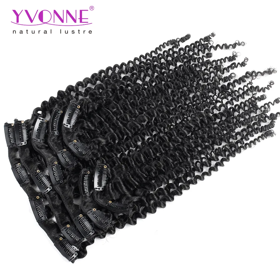 18 Clip Brazilian Kinky Curly Clip in Human Hair Extensions Virgin Hair Natural Color 120g/Set
