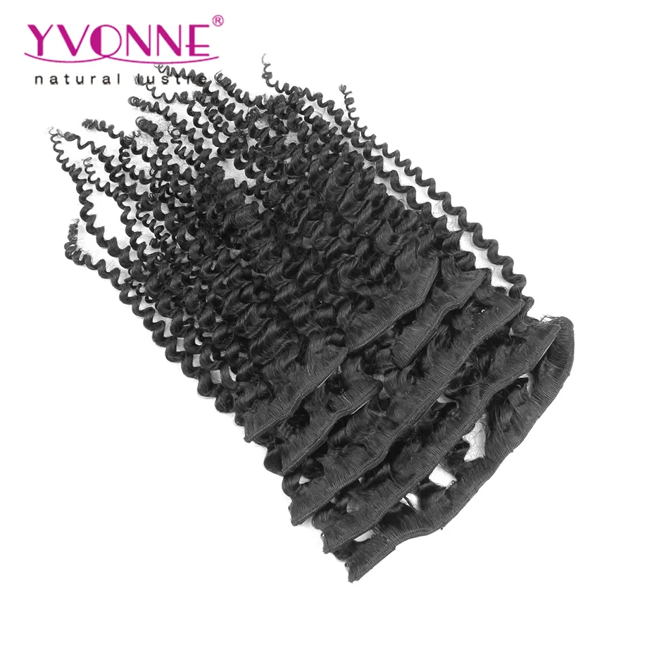 18 Clip Brazilian Kinky Curly Clip in Human Hair Extensions Virgin Hair Natural Color 120g/Set
