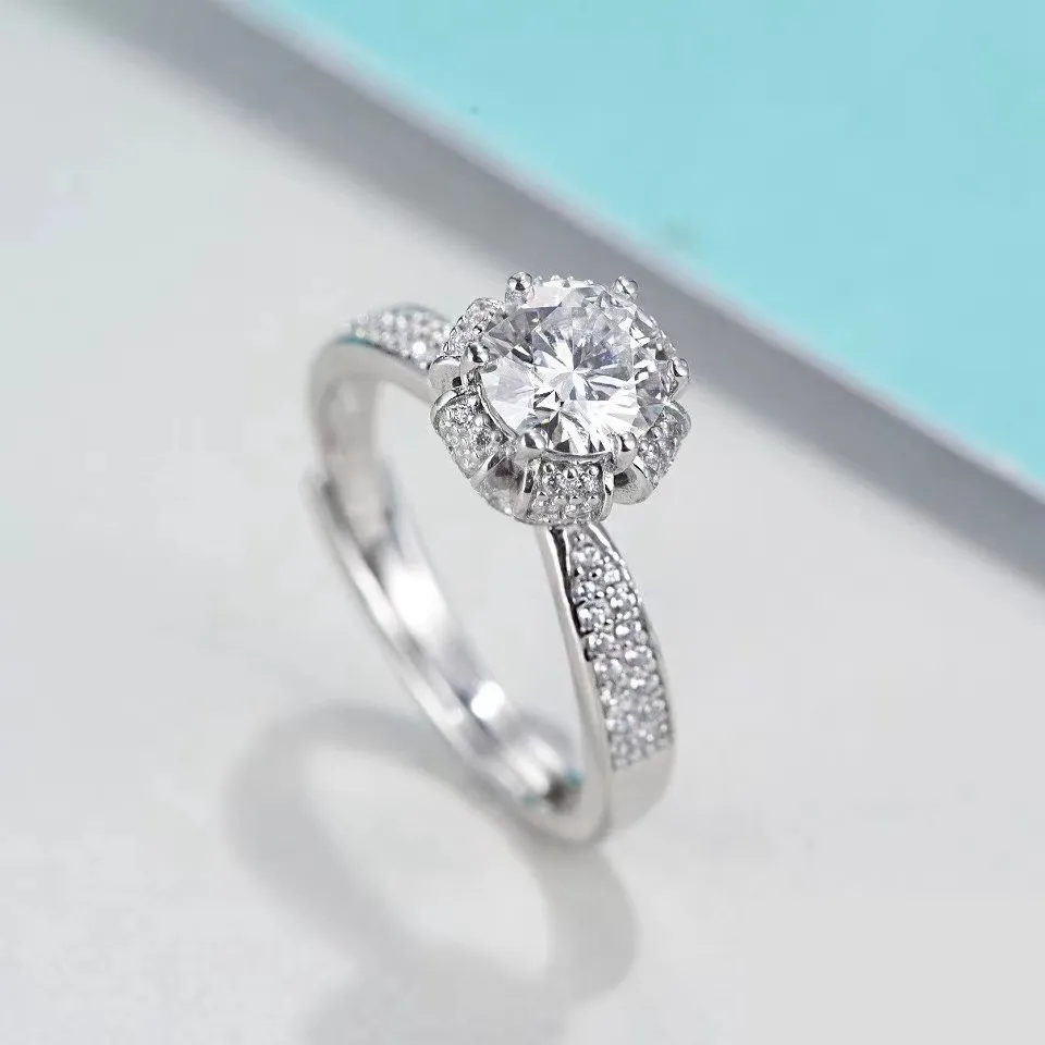 1CT Vvs1 Moissanite Wedding Band for Women 925 Sterling Silver Diamond Rings Bridal Jewelry Engagement Ring