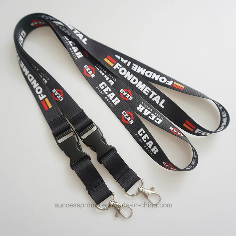 2.0*90cm Silk Screen Printing Metal Hook Lanyards with Customized Logo