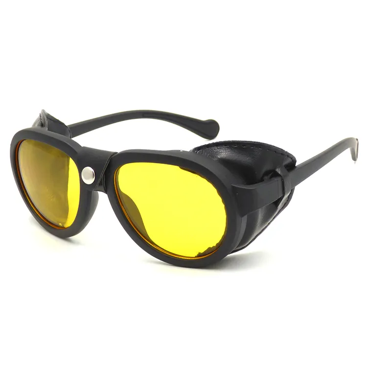 2020 New Fashion Retro Leather Side Shield Sunglasses Steampunk Sun Glasses