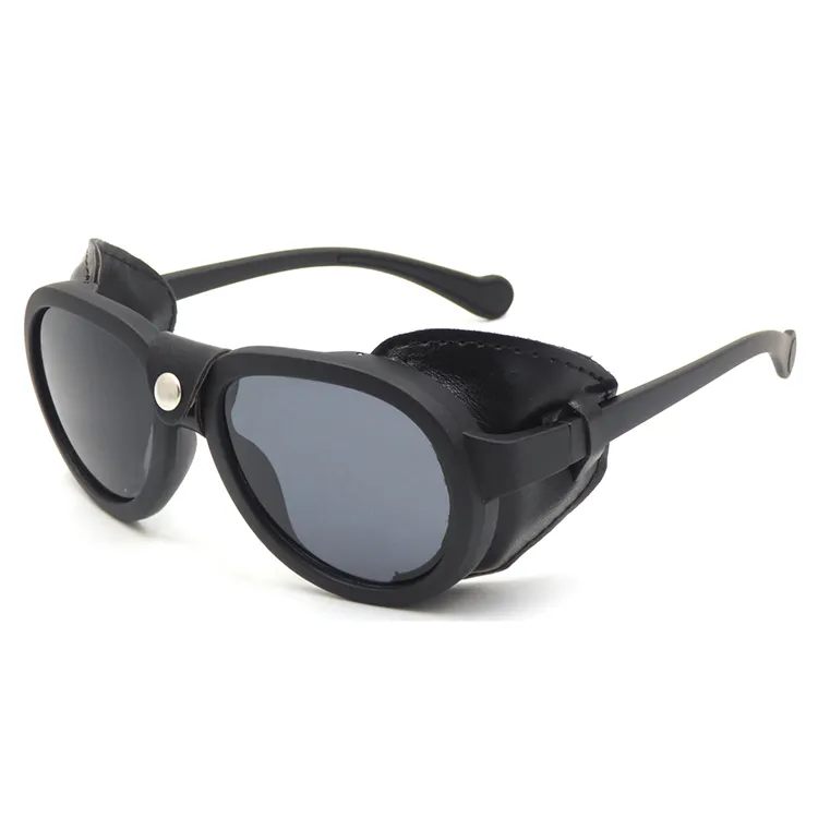 2020 New Fashion Retro Leather Side Shield Sunglasses Steampunk Sun Glasses