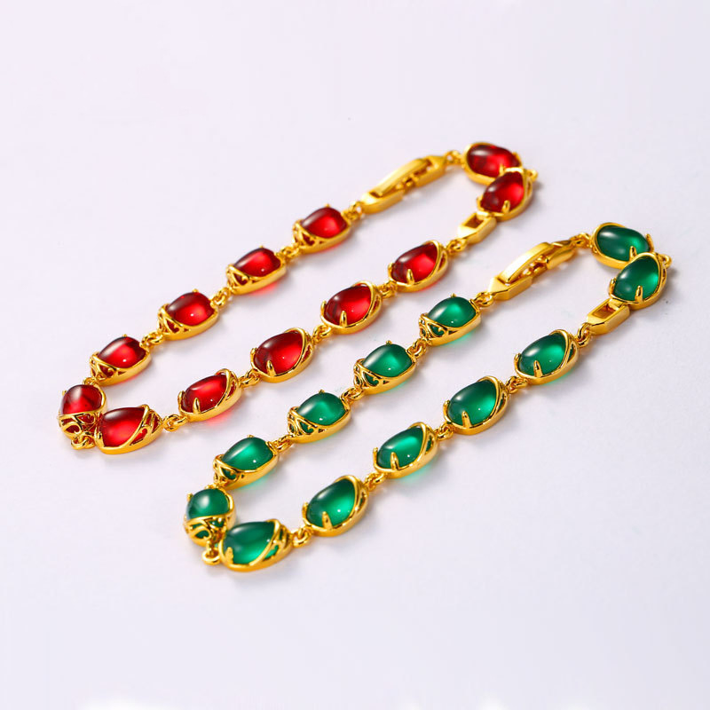 2021 New Bracelet Copper Alloy 24 K Gold Plating with Artificial Jasper