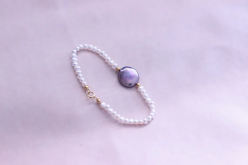 3-3.5mm Micro Small Round Real Cultured Freshwater Pearl Bracelet