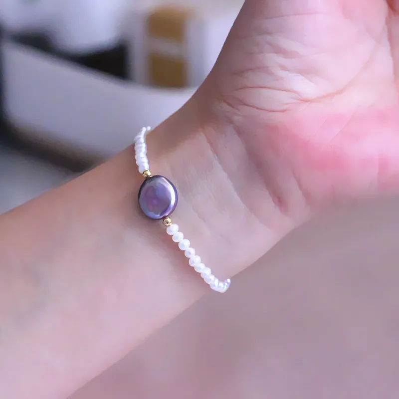 3-3.5mm Micro Small Round Real Cultured Freshwater Pearl Bracelet