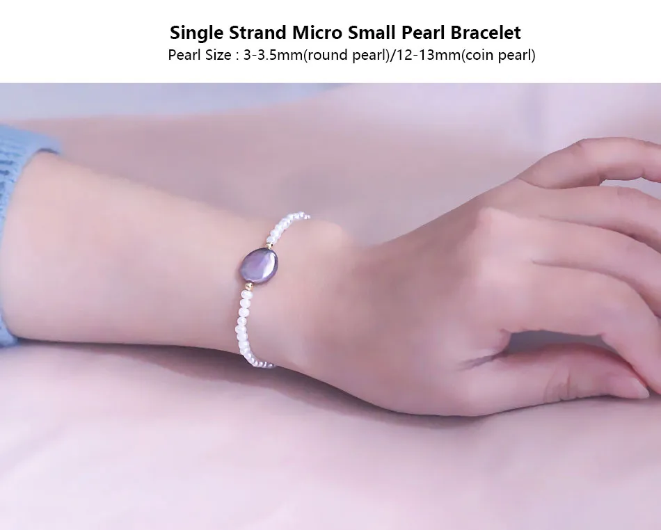 3-3.5mm Micro Small Round Real Cultured Freshwater Pearl Bracelet