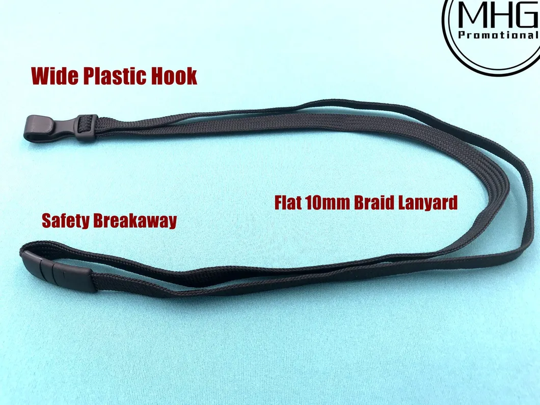 3/8′′ Flat Braided Breakaway Lanyard with Plastic Hook