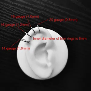 316L Surgical Steel 1.2*8/10mm Hinged Segment Ring Body Piercing (6 Designs)