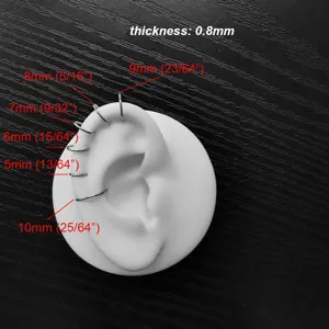 316L Surgical Steel 1.2*8/10mm Hinged Segment Ring Body Piercing (6 Designs)