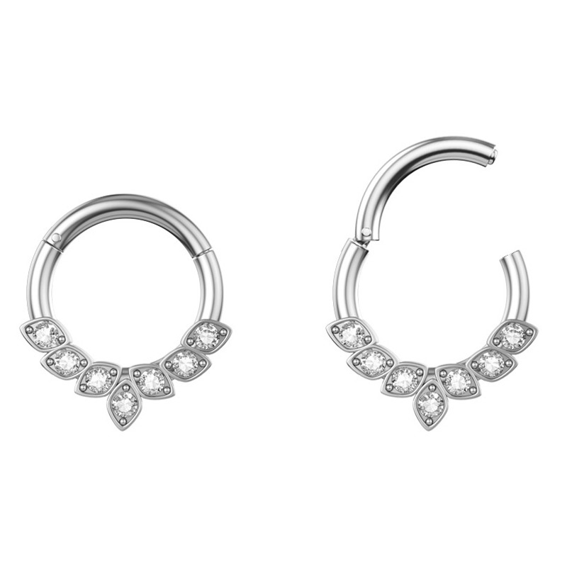 316L Surgical Steel 1.2*8/10mm Hinged Segment Ring Body Piercing (6 Designs)