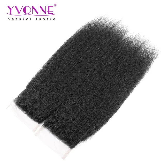 4X4 Brazilian Kinky Straight Hair Top Closure, 100% Human Hair Lace Closure