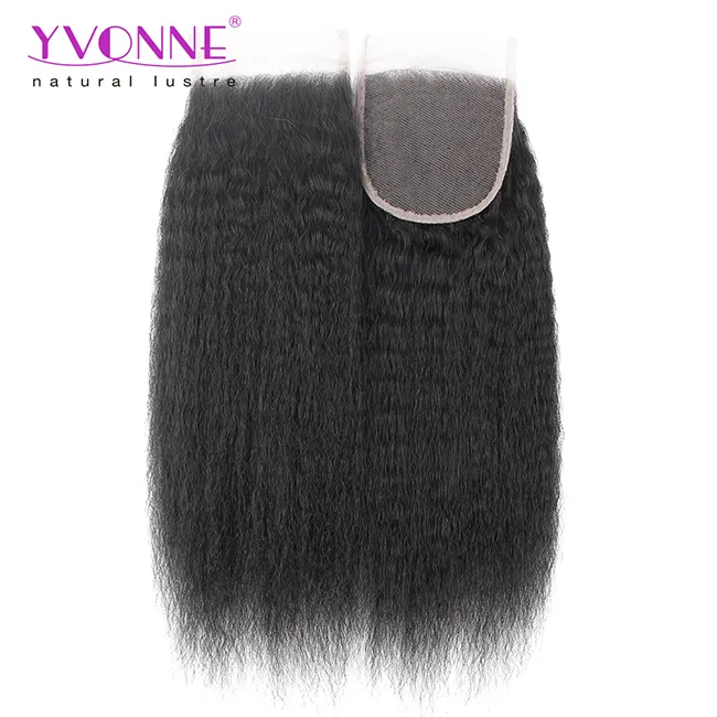 4X4 Brazilian Kinky Straight Hair Top Closure, 100% Human Hair Lace Closure