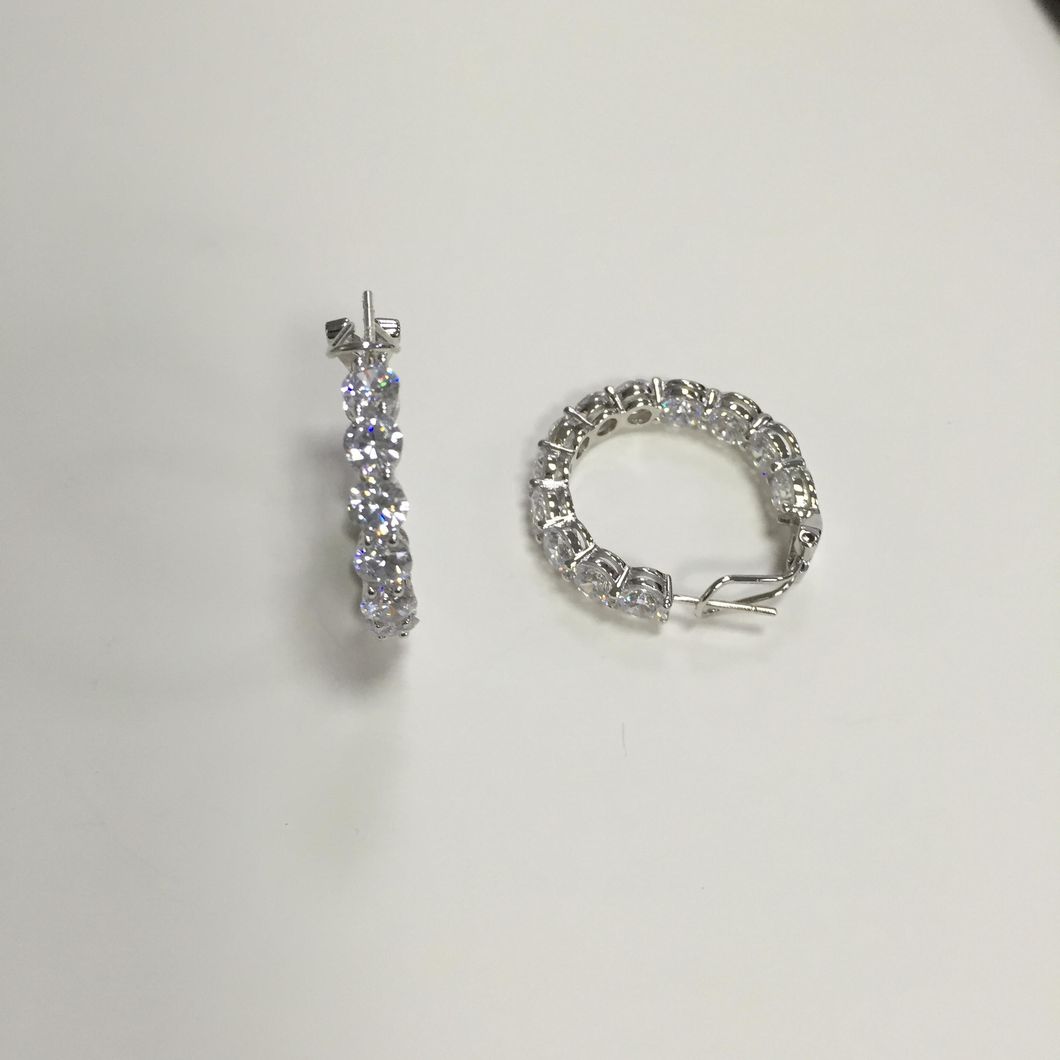 925 Silver Fashion Star Fancy Earring Hoop B017