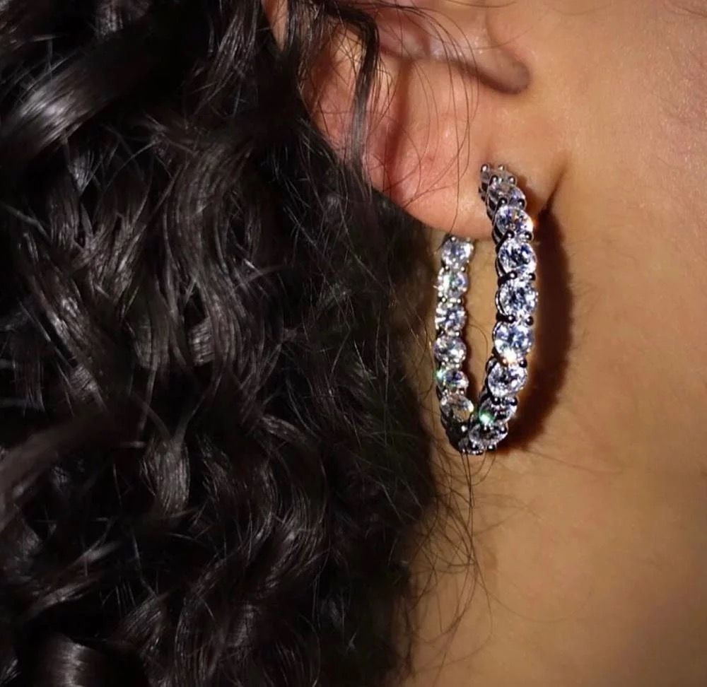 925 Silver Fashion Star Fancy Earring Hoop B017