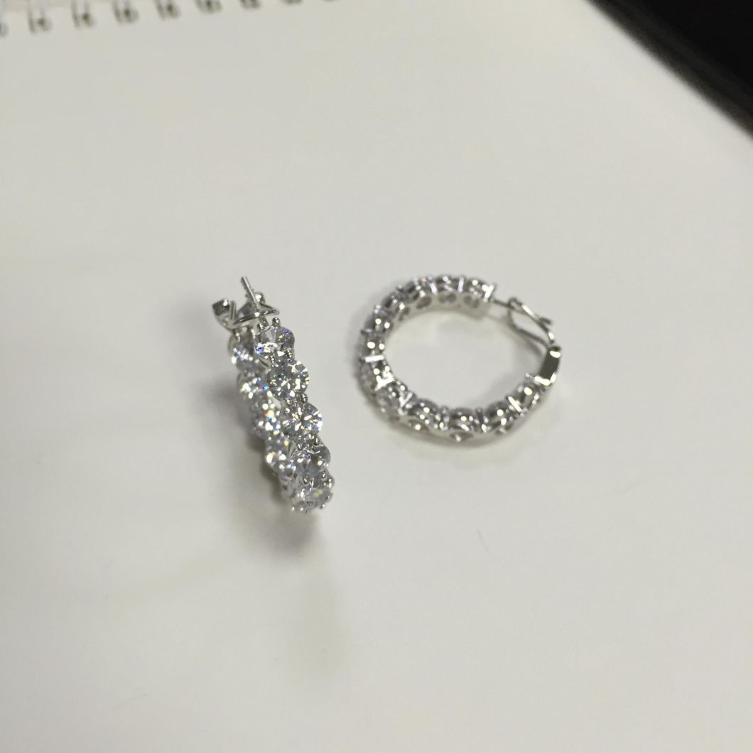 925 Silver Fashion Star Fancy Earring Hoop B017