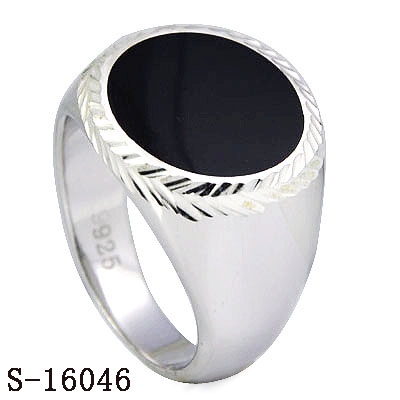 925 Silver Jewelry Plain Silver Enamel Men Rings