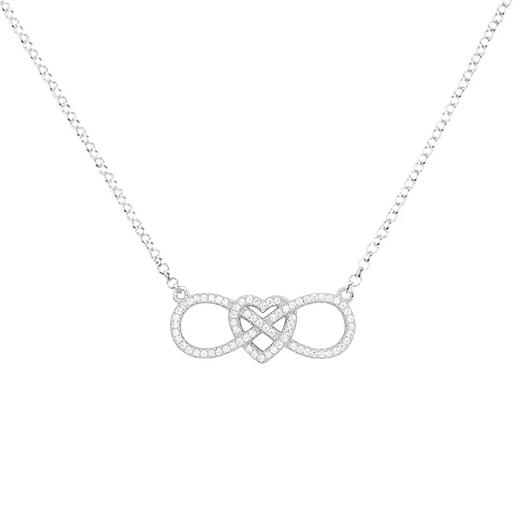925 Silver Rhodium Love with Infinity Necklace B097
