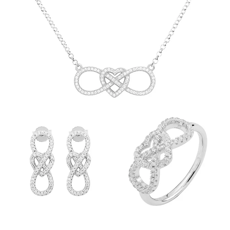 925 Silver Rhodium Love with Infinity Necklace B097