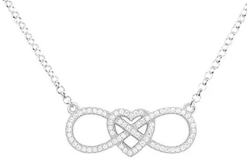 925 Silver Rhodium Love with Infinity Necklace B097