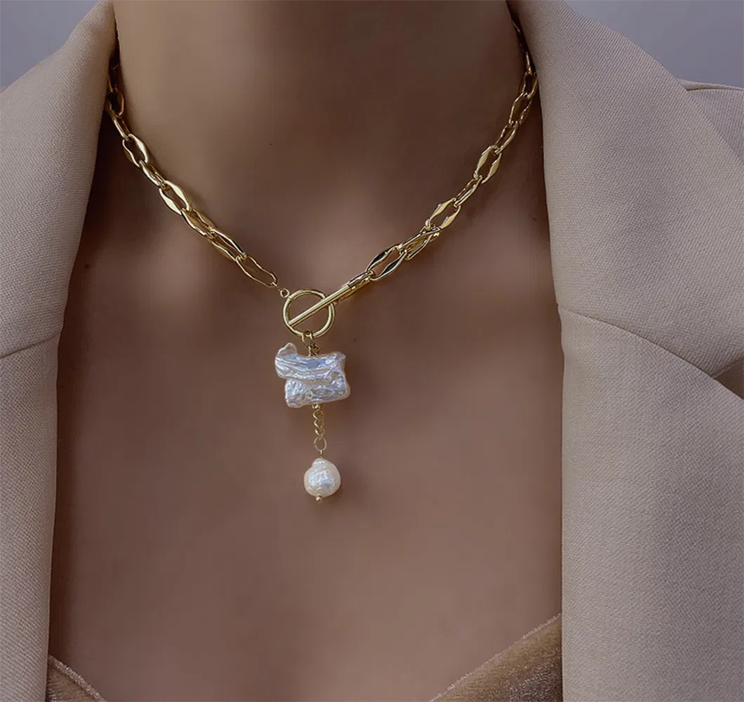 925 Sterling Silver & Baroque Freshwater Pearl Necklace Fashion Jewelry Jewellery