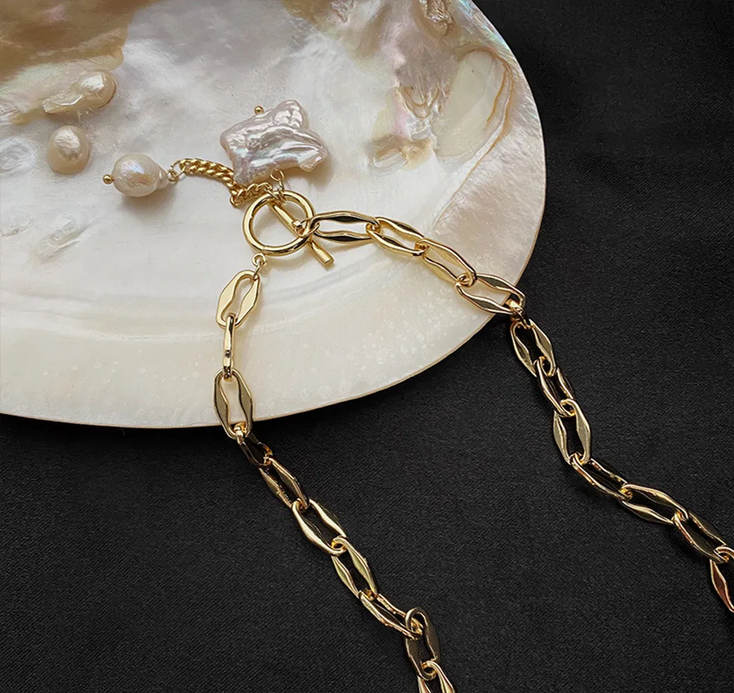 925 Sterling Silver & Baroque Freshwater Pearl Necklace Fashion Jewelry Jewellery