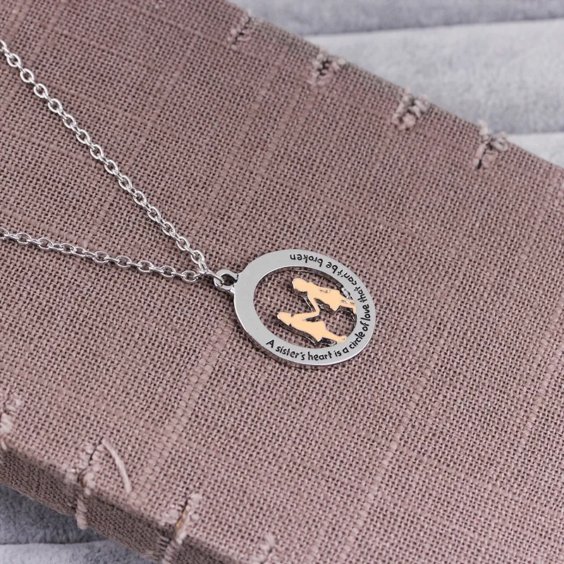 Alloy Letter Sister Friendship Pendant Necklace for Women