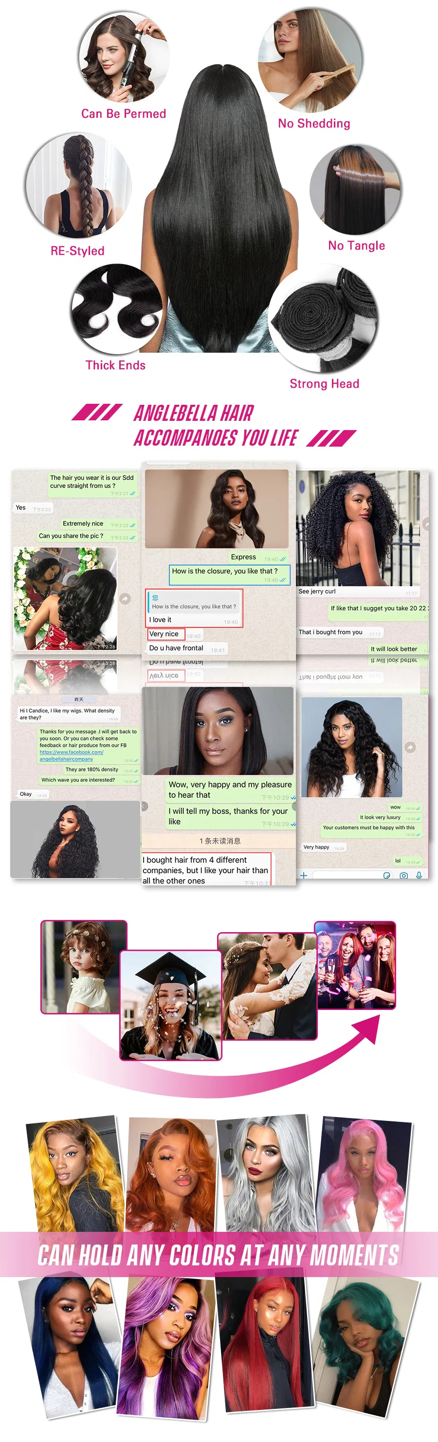 Angelbella 100% Human Hair Weaving Ombre Deep Curly Super Double Drawn Hair Bundles Weave