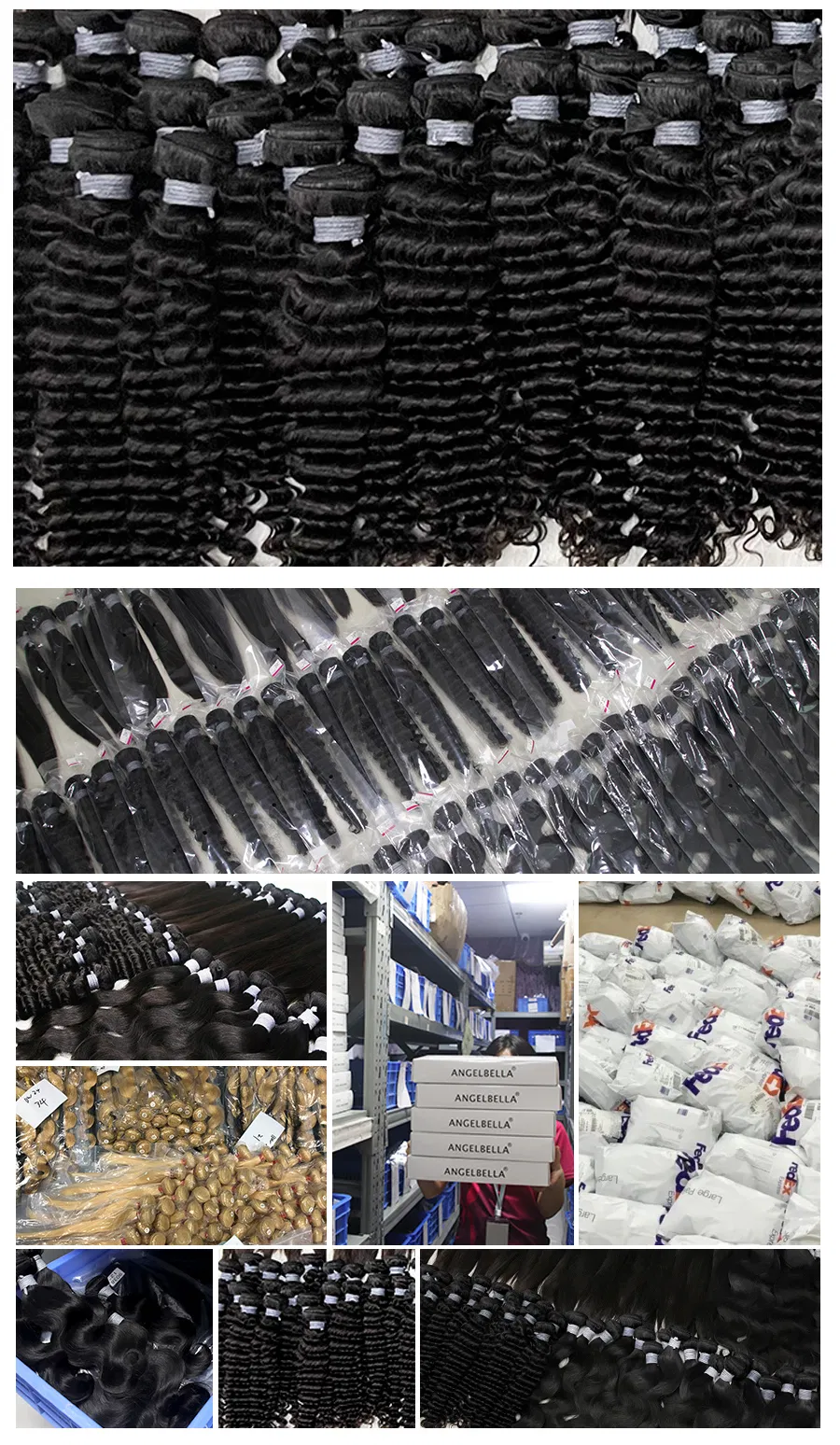 Angelbella 100 Natural Deep Wave Human Hair with 4X4 Lace Closure