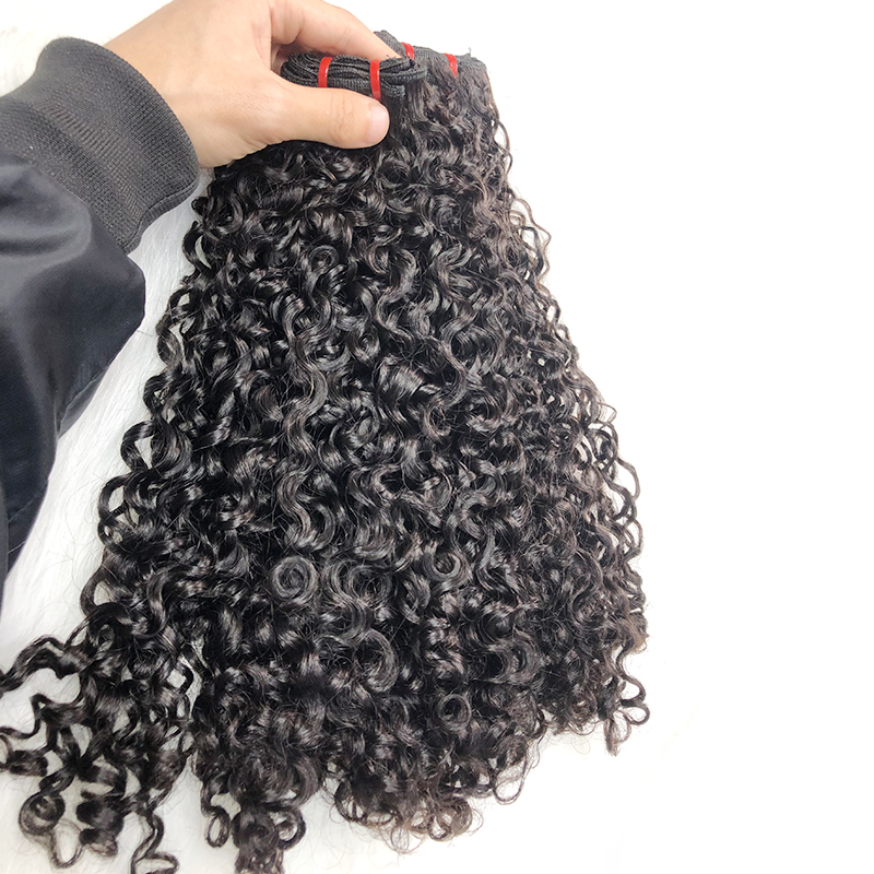 Angelbella 10A 11A Fumi Super Double Drawn Virgin Indian Human Hair Pixie Curls 3 Bundles with Lace Frontal Closure