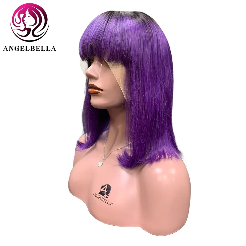 Angelbella Great Quality Natural Color 100% Straight Virgin Human Hair Lace Wig Average Size Front Lace Wig Human Hair