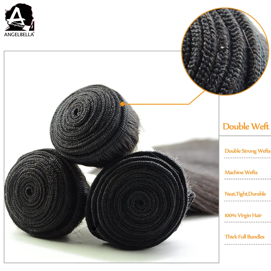 Angelbella Natural Black Hair Weaving Indian Human Hair Weft