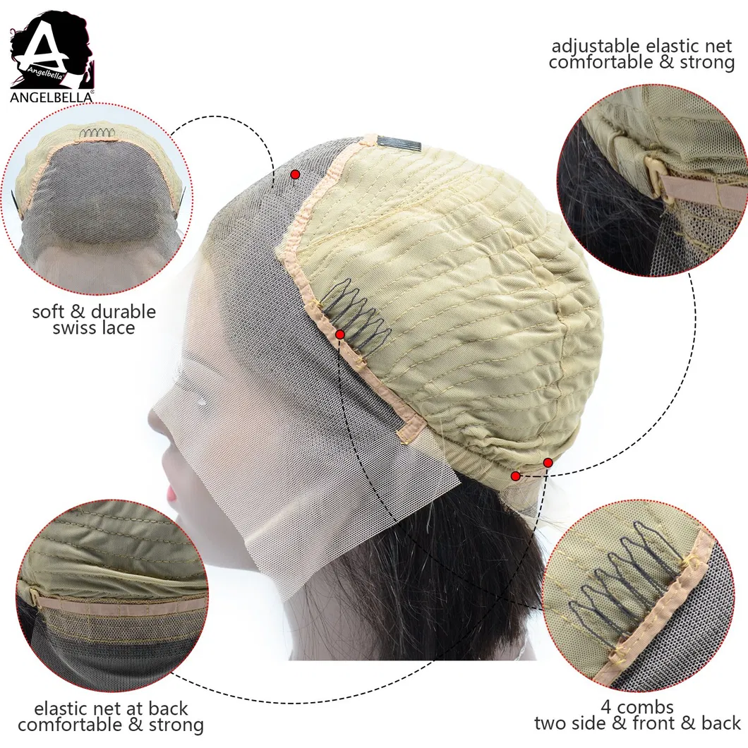 Angelbella New Arrived Remy Hair Wigs 1b# Silky Straight Lace Front Wigs
