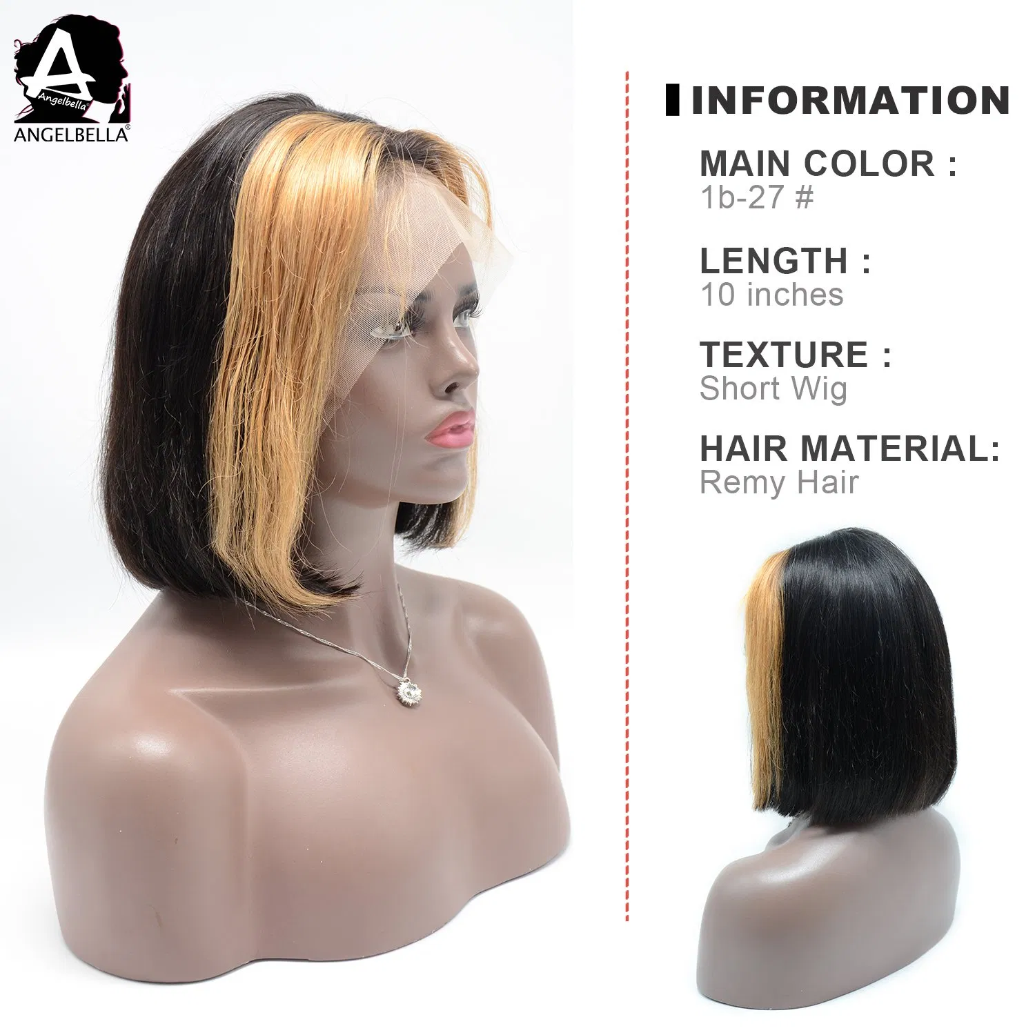Angelbella New Arrived Remy Hair Wigs 1b# Silky Straight Lace Front Wigs