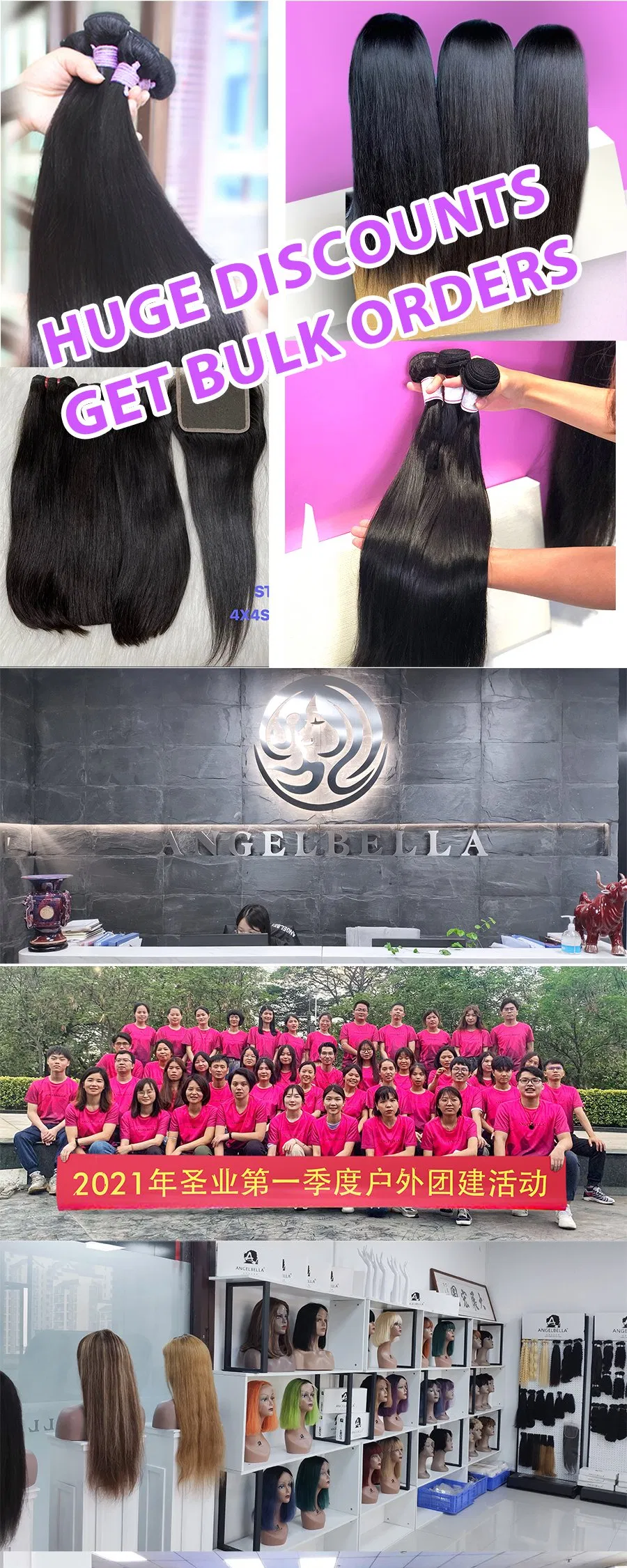 Angelbella New Styles Spring Wave Hair Bundles 1b# Virgin Human Hair