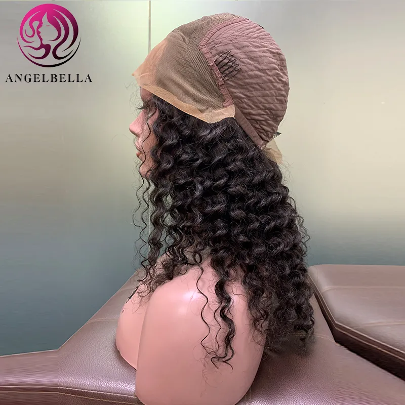 Angelbella Wholesale Price Raw Hair Waterwet Curl 13X5 Lace Wig 180% Density Freestyle Black Girl Summer Hairstyle