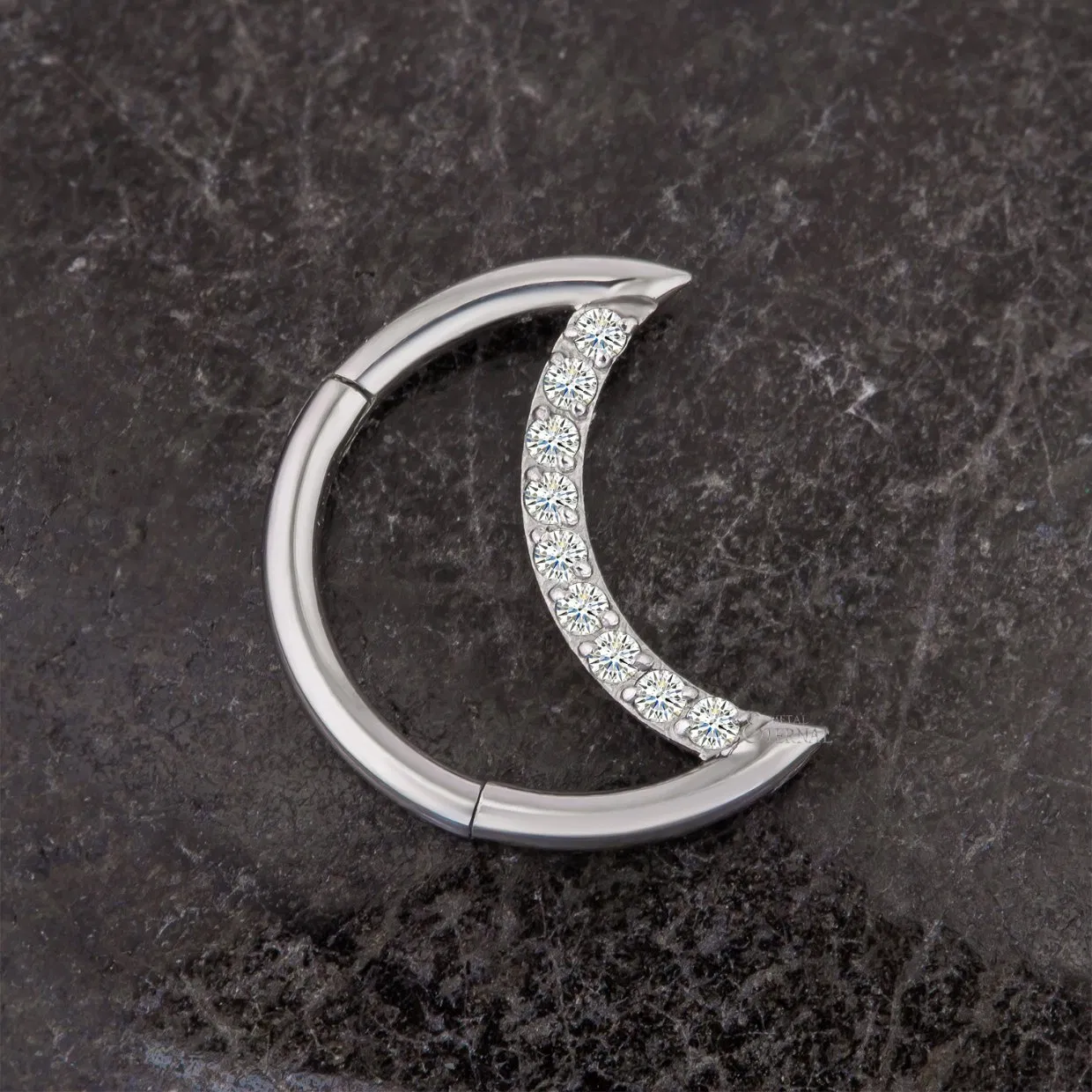 ASTM F136 Titanium Prong Setting Zircon Crescent Moon Shaped Nose Ring Hoop Jewelry 16g 1.2*8*10*12*14