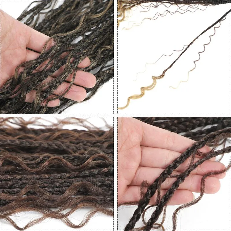 Authentic Synthetic Hair Crochet Braids Boho Goddess Box Braids 20" 12 /Pack Messy Wavy Box Braids
