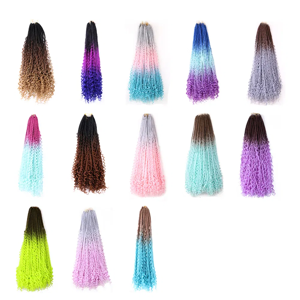 Authentic Synthetic Hair Crochet Braids Boho Goddess Box Braids 20" 12 /Pack Messy Wavy Box Braids