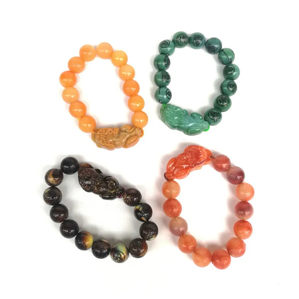 Bless Jade Bracelet Lucky Charm Jade Bead Pixiu Bracelet Attract Wealth Good Luck Dark Green Pi Yao Jade Bracelet
