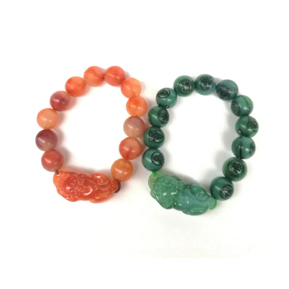 Bless Jade Bracelet Lucky Charm Jade Bead Pixiu Bracelet Attract Wealth Good Luck Dark Green Pi Yao Jade Bracelet