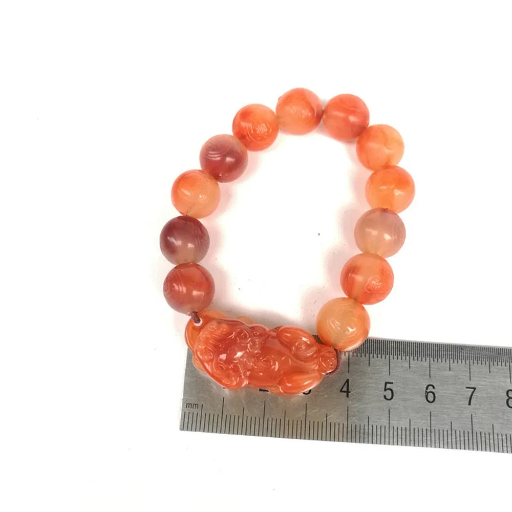 Bless Jade Bracelet Lucky Charm Jade Bead Pixiu Bracelet Attract Wealth Good Luck Dark Green Pi Yao Jade Bracelet