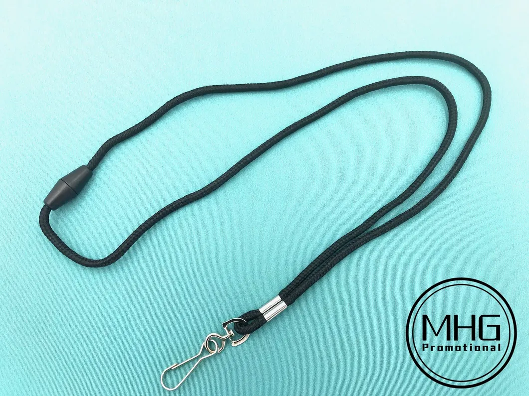 Braid Black 3mm Round Lanyards with Safety Lock Breakaway