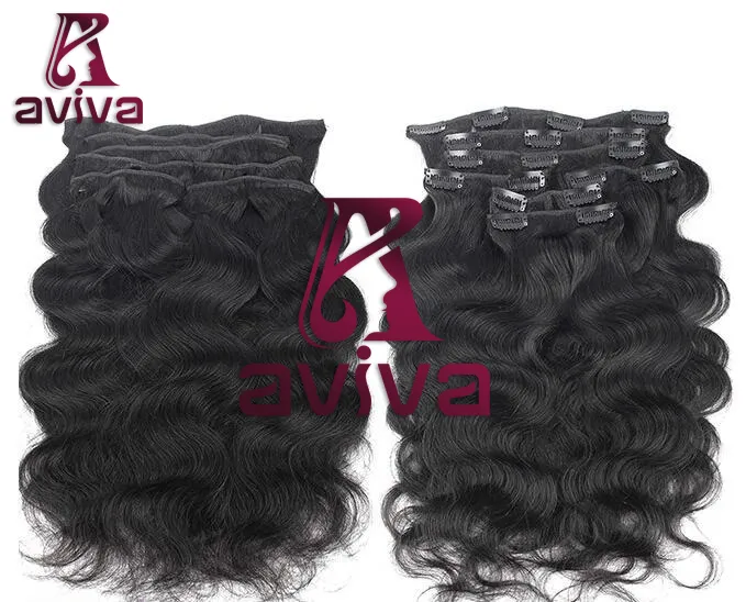Brazilian Hair Extension Clip in Human Hair Extension 16inch 110gram Virgin Hair Extension Clip on Hair Extension Body Wave (AV-CH05-BD16)